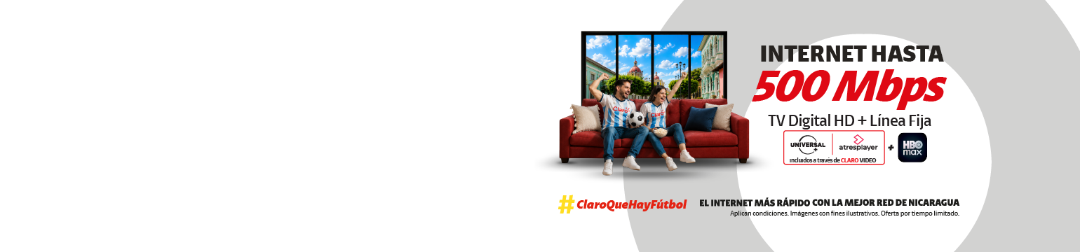 Promoción Claro Nicaragua con 300 MEGAS incluye Claro tv+ y control remoto inteligente. Ideal para entretenimiento en casa