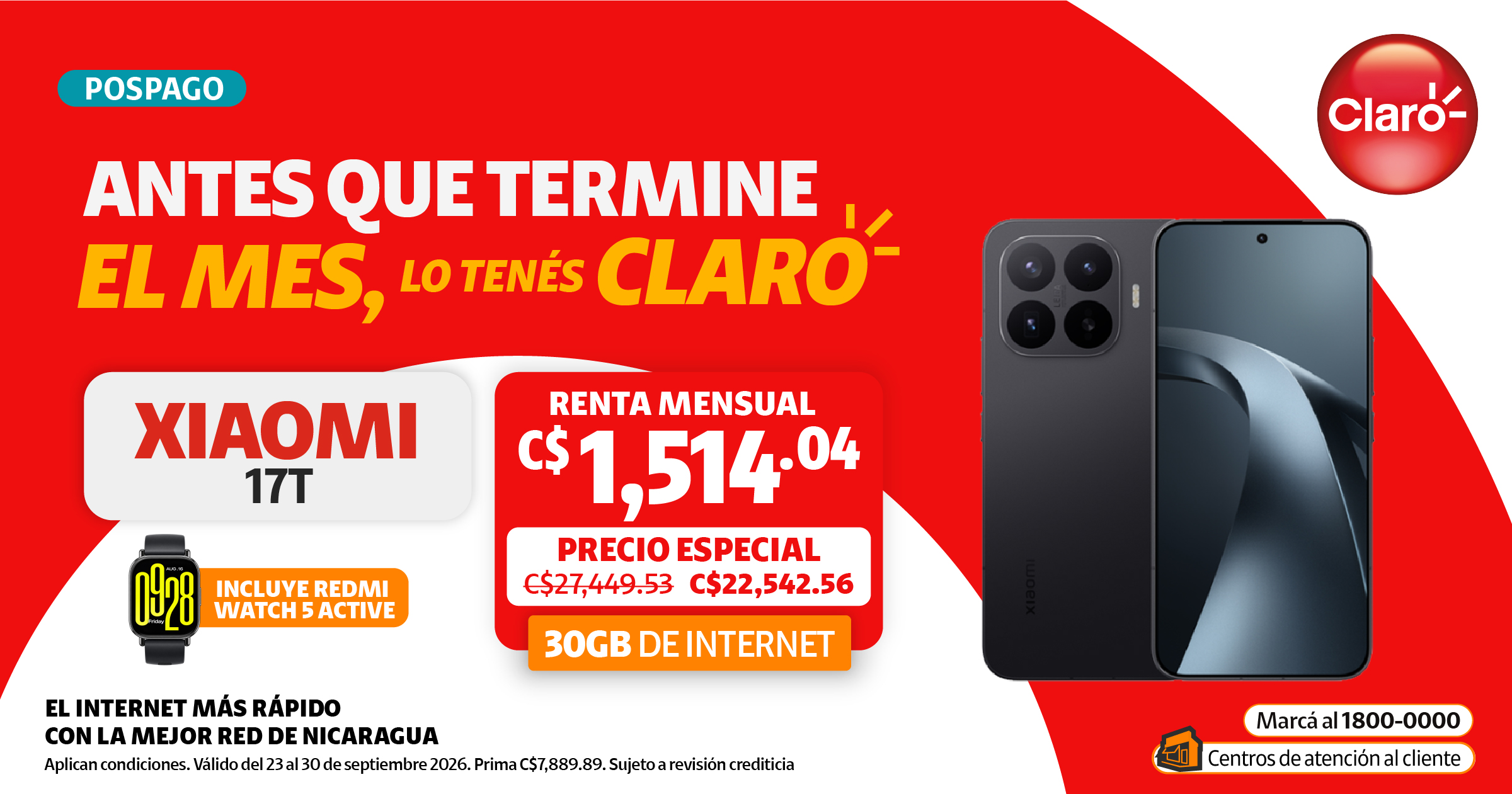 Xiaomi 17T con oferta pospago en Claro Nicaragua